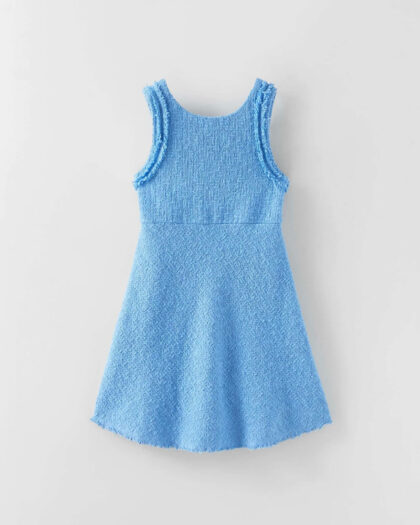 Textured Dress with Frayed Detail